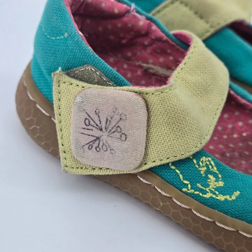 Livie & Luca Pip Teal Canvas Yellow Bunny Mary Jane Infant Toddler Shoes 4 GUC